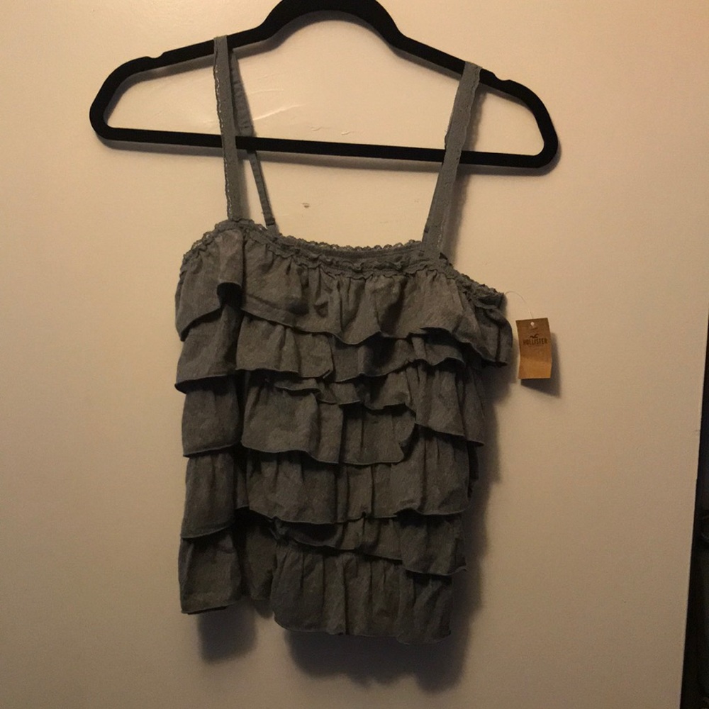 Brand New Hollister Size L Ruffled tier Grey Tank